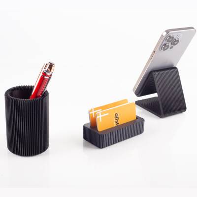 Magic Kalemlik Kartiviztlik ve Telefonluklu 3'lü Masa Seti Hediye Ofis Dekoratif Masa üstü Organizer 