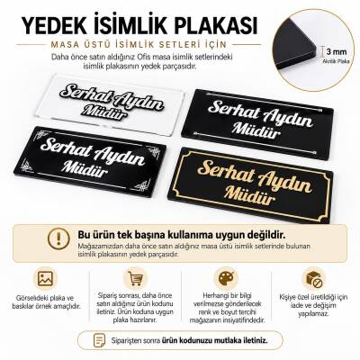 Masa İsimliği için YEDEK PARÇA Kabartma Veya Akrilik İsimlik Plakası - 1